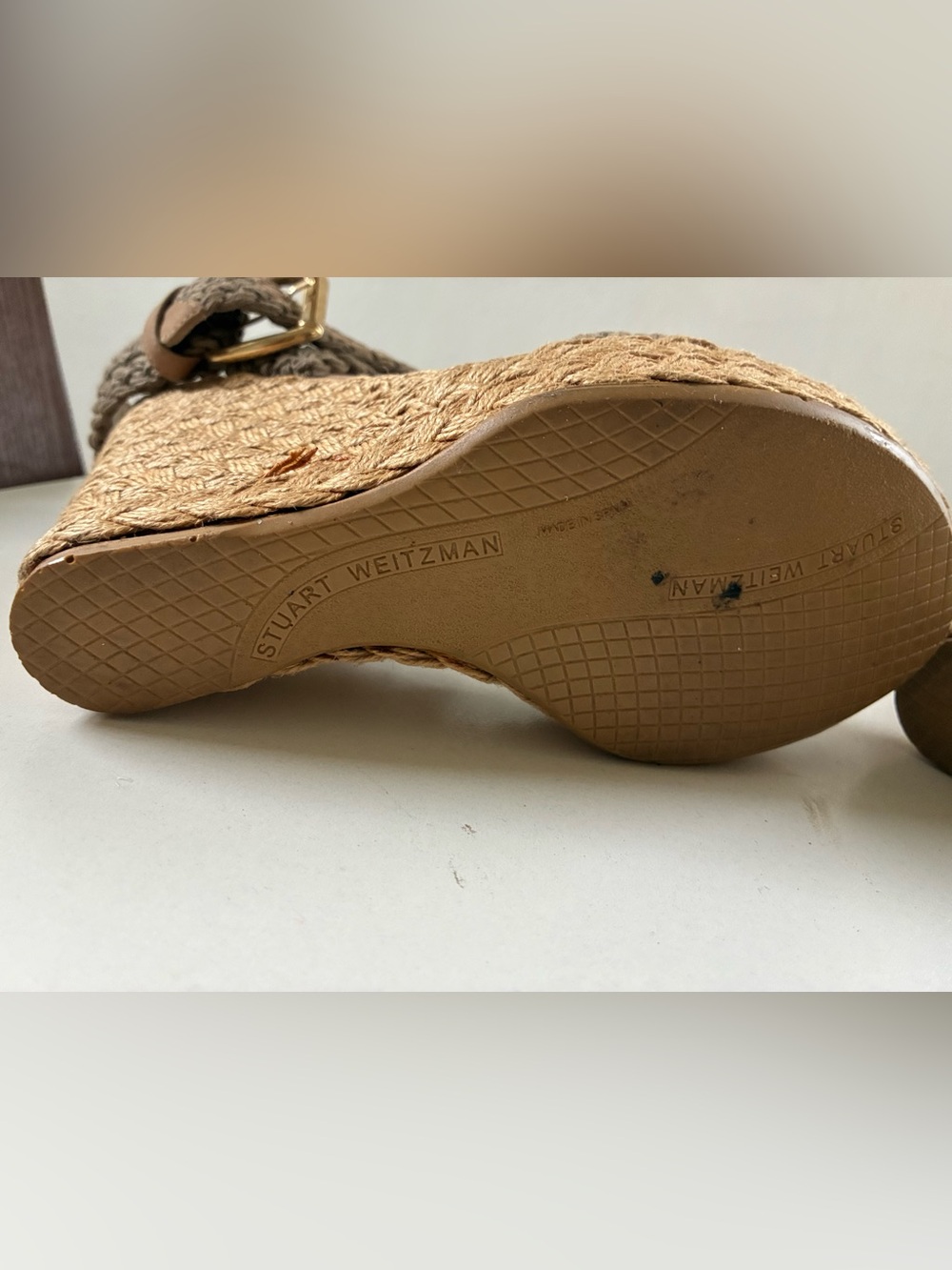 Stylist Archive | Stuart Weitzman Green Braided Espadrille Wedge Sandals Size 7 - Picture 5 of 6